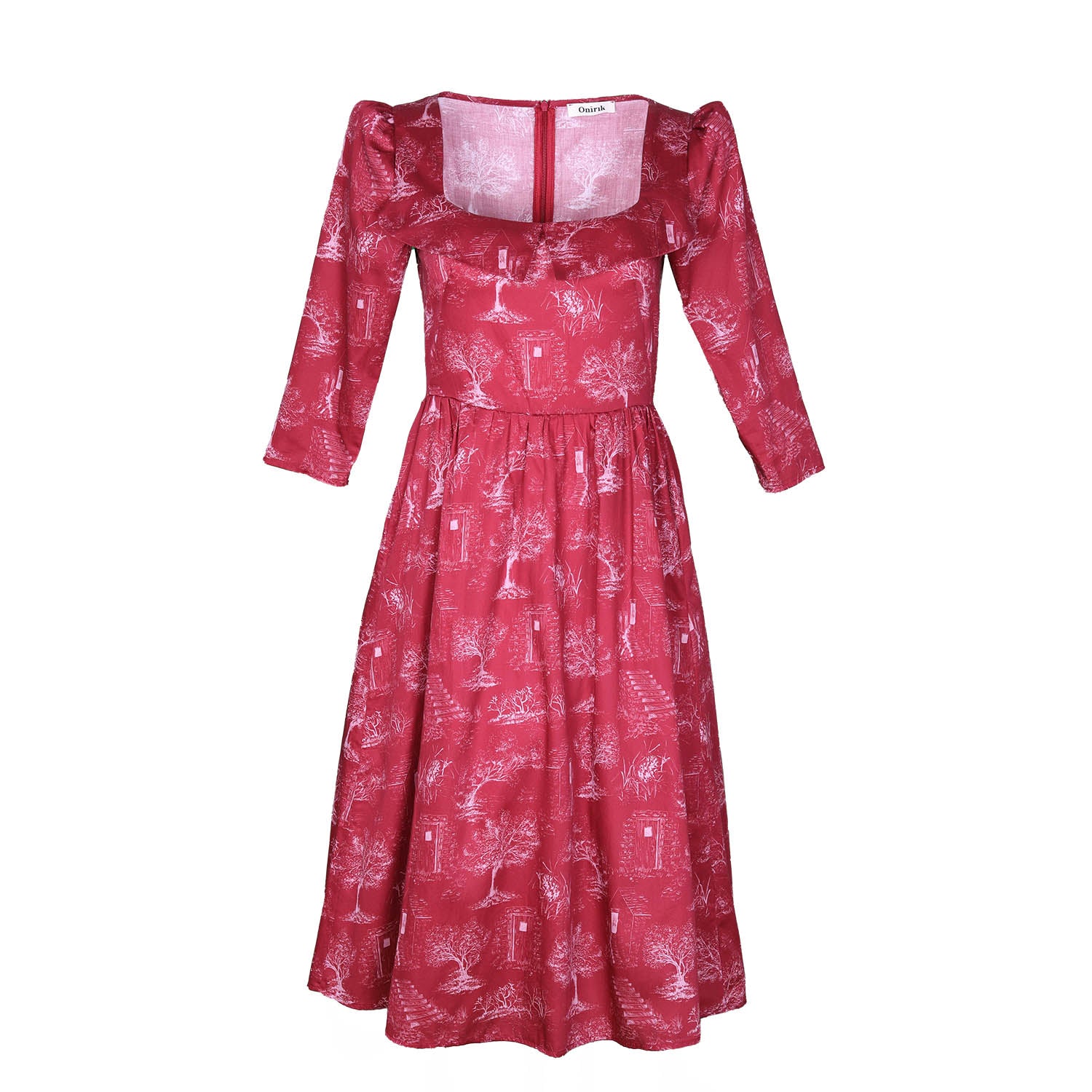 Marisol Dress / Ruby Red + Alabaster Toile Cotton - Onirik
