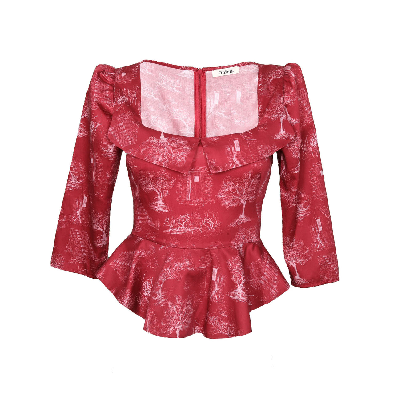 Mari Top / Ruby Red + Alabaster Toile Cotton