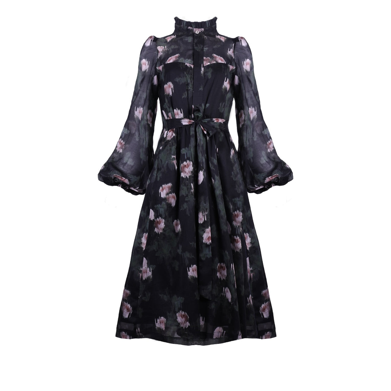 Felicia Dress / Black + Rose Watercolor Floral Cotton Voile