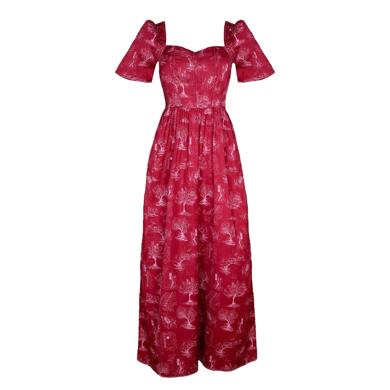 Beatrice Maxi Dress with Sweetheart Neckline / Ruby Red + Alabaster Co - Onirik Beatrice Maxi Dress with Sweetheart Neckline / Ruby Red + Alabaster Co - Onirik