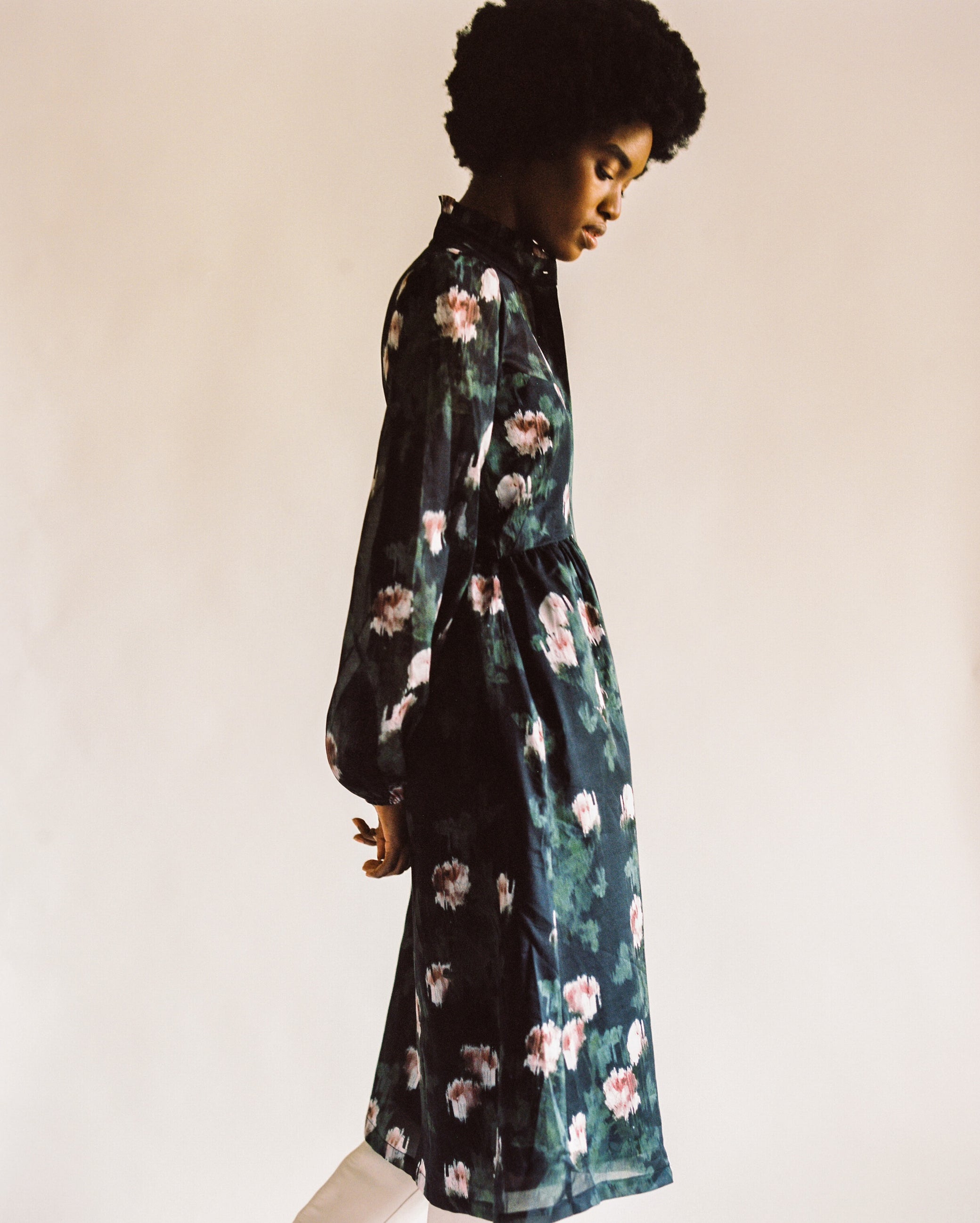 Antonia Dress / Black Floral Cotton - Onirik