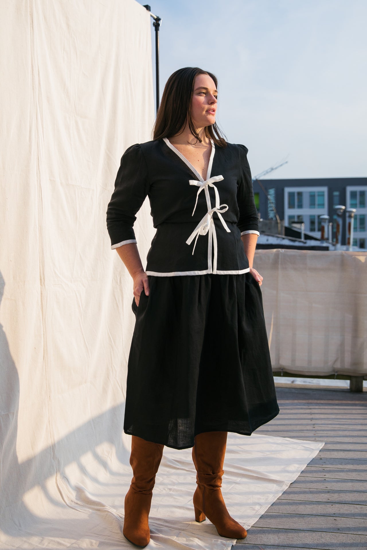 Beth Skirt / Black Linen